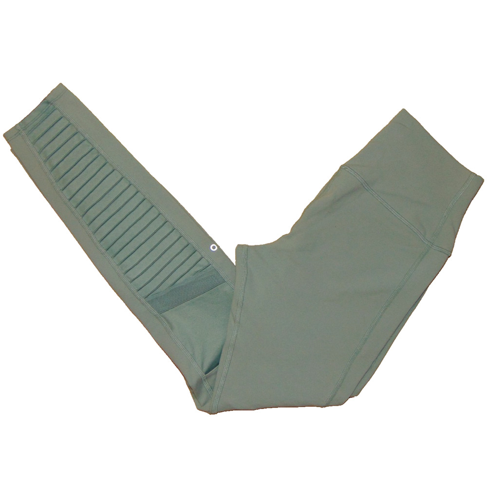 Alo Yoga High-Waist Moto Leggings Sage Green Full Length Mesh Panel Yoga Pants M - Picture 2 of 11